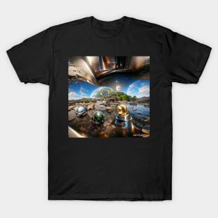 CHROMED EARTH ORIGINAL DIGITAL AI GENERATED ART T-Shirt